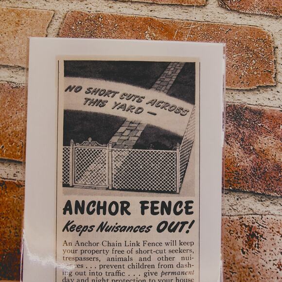 1950 Anchor Fence Ad - Keep Nuisances OUT! No Short Cuts Across Vtg Print Advert - Picture 6 of 6